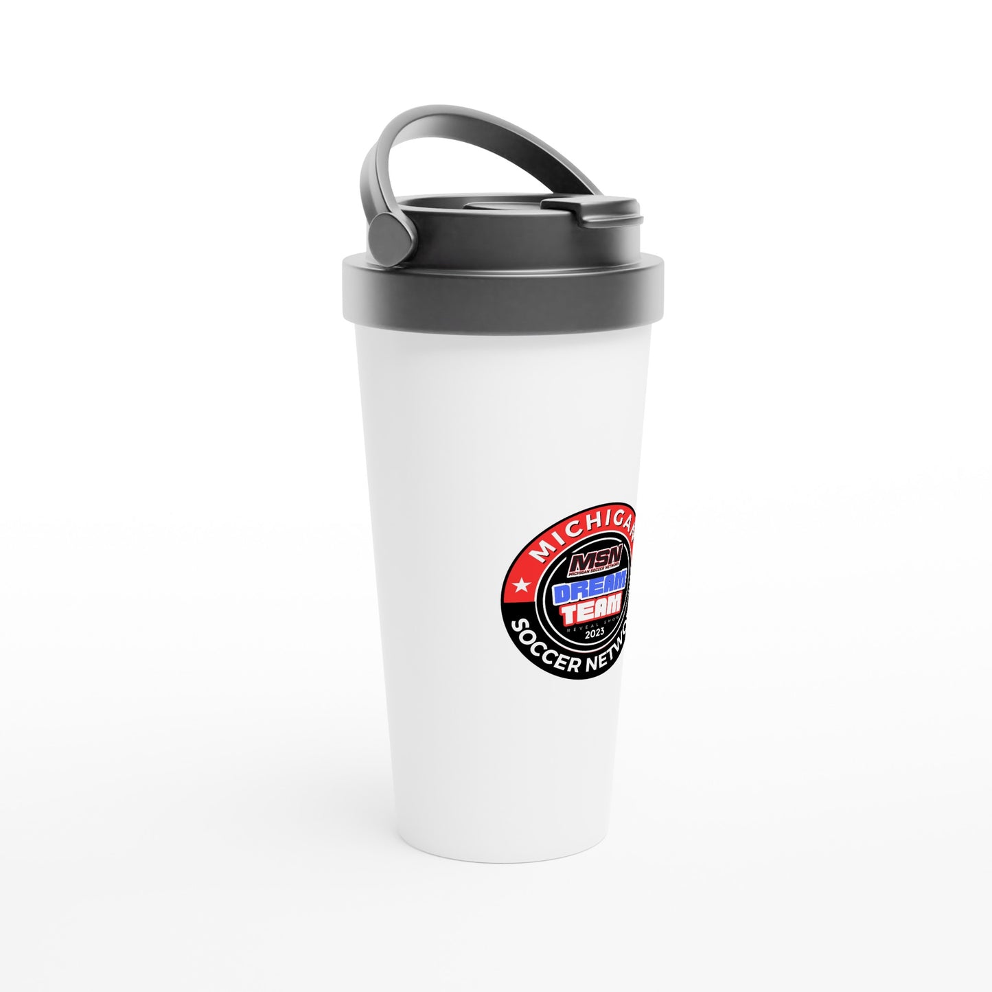 DREAM TEAM White 15oz Stainless Steel Travel Mug